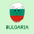 Color Imitation of Bulgaria Flag with Lion, National Animal