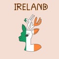 Color Imitation of Ireland Flag with Stag, National Animal