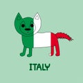 Color Imitation of Italy Flag with Wolf, National Animal