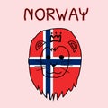 Color Imitation of Norway Flag with Lion, National Animal