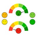 Color indicator arrow with face mood