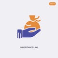 2 color inheritance law concept vector icon. isolated two color inheritance law vector sign symbol designed with blue and orange