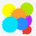 Color ink blots isolated on white background. Colorful vector illustration of paint splashes. Multicolored splash elements. Royalty Free Stock Photo