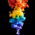 Color Ink in Water Isolated, Rainbow Paint Splash