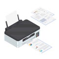 Color inkjet printer at work isometric icon Royalty Free Stock Photo