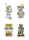 Color inspirational vector illustration set, motivational quotes Royalty Free Stock Photo