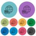 International transport flat icon set on round background