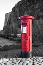 Color isolated red postbox outside Edinburgh Castle