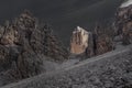 Color isolation effect of path toward Fontananegra pass in a wonderful rocky scenario