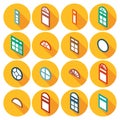 Color isometric set of flat icons window