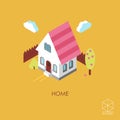 Color isometric vector icon House on a yellow background Royalty Free Stock Photo