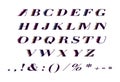Color italic decor style alphabet set