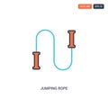 2 color Jumping rope concept line vector icon. isolated two colored Jumping rope outline icon with blue and red colors can be use