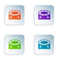 Color Jumping trampoline icon isolated on white background. Set colorful icons in square buttons. Vector