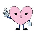 Color kawaii cute heart with arms and legs