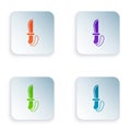 Color Knife icon isolated on white background. Army knife. Set colorful icons in square buttons. Vector
