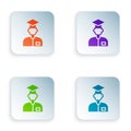 Color Laboratory assistant icon isolated on white background. Set colorful icons in square buttons. Vector