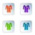 Color Laboratory uniform icon isolated on white background. Gown for pharmaceutical research workers. Medical employee