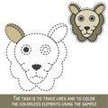 Color Lamb Face. Restore dashed lines. Color the picture elements.