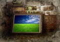 Color landscape on grunge wall Royalty Free Stock Photo