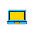 Color Laptop icon isolated on white background. Computer notebook with empty screen sign. Flat filled outline style with