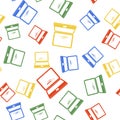 Color Laptop update process with loading bar icon isolated seamless pattern on white background. System software update