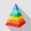 Color layered pyramid in flat style on transparent background Royalty Free Stock Photo