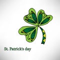 Color leaflet clover, on St. Patrick`s Day for. Ethnic bohemian background with the word lucky. Vintage decorative