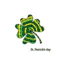 Color leaflet clover, on St. Patrick`s Day for. Ethnic bohemian background with the word lucky. Vintage decorative