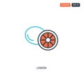 2 color Lemon concept line vector icon. isolated two colored Lemon outline icon with blue and red colors can be use for web,