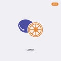 2 color Lemon concept vector icon. isolated two color Lemon vector sign symbol designed with blue and orange colors can be use for