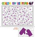 Color by letter. Puzzle for children. Mittens