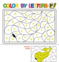 Color by letter. Puzzle for children. Pear