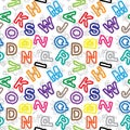 Color letters on white background seamless pattern