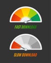 Color Level Indicator Download Speed Set. Vector