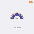 2 color Level of Risk concept vector icon. isolated two color Level of Risk vector sign symbol designed with blue and orange