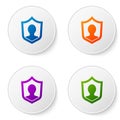 Color Life insurance with shield icon isolated on white background. Security, safety, protection, protect concept. Set
