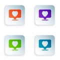 Color Like and heart icon isolated on white background. Counter Notification Icon. Follower Insta. Set colorful icons in Royalty Free Stock Photo