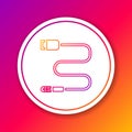 Color line Audio jack icon isolated on color background. Audio cable for connection sound equipment. Plug wire. Musical Royalty Free Stock Photo