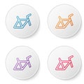 Color line Bicycle frame icon isolated on white background. Set icons in circle buttons. Vector Royalty Free Stock Photo