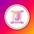 Color line Decree, paper, parchment, scroll icon icon isolated on color background. Chinese scroll. Circle white button