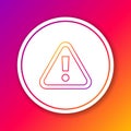 Color line Exclamation mark in triangle icon isolated on color background. Hazard warning sign, careful, attention Royalty Free Stock Photo