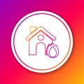 Color line Fire in burning house icon isolated on color background. Insurance concept. Security, safety, protection Royalty Free Stock Photo