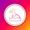 Color line Flying duck icon isolated on color background. Circle white button. Vector