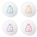 Color line Garbage bag icon isolated on white background. Set icons in circle buttons. Vector Illustration Royalty Free Stock Photo