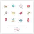 Color line icon set of candy an desserts objects. Logo icons vector illustration