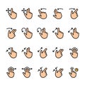 Color line icon set of Touch Gestures