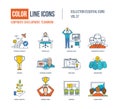 Color Line icons collection. Corporate development, teamwork concept