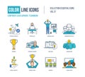 Color Line icons collection. Corporate development, teamwork concept