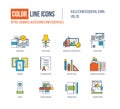 Color Line icons collection. Office, business accessories.